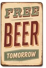 Vintage Look Bar Sign Decor, Funny Metal Beer Sign for Home Bar