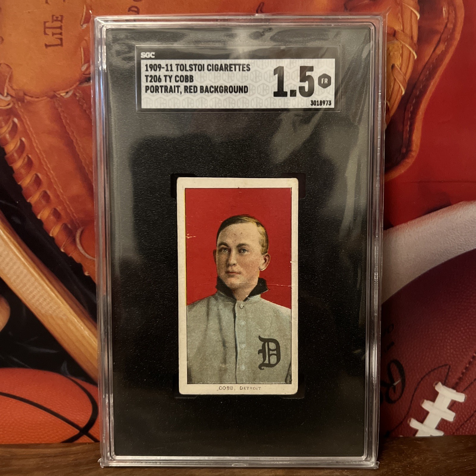 1909-11 T206 Ty Cobb Portrait Red SGC 1.5 Tolstoi