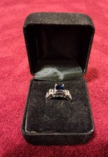 S925 Sterling Silver Cocktail Ring Blue Sapphire Size 6.5