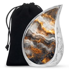 Vivid Gold Abstract Decorative Large Cremation Urns For Men  Women 10 Inch 