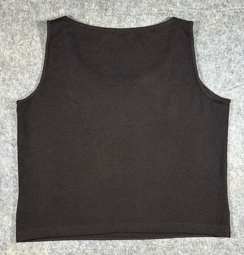 St. John Santana Knit Tank Top Women’s Large Black Wool Blend Scoop Neck Shell - Picture 2 of 7