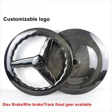 700C Carbon Fiber Bike Wheelset Front Wave 70-75 Tri-Spoke Rear Disc Wheels