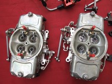 Dual Barry Grant Mighty Race Demon Carburetor Set Linkage - Double Pumper 850