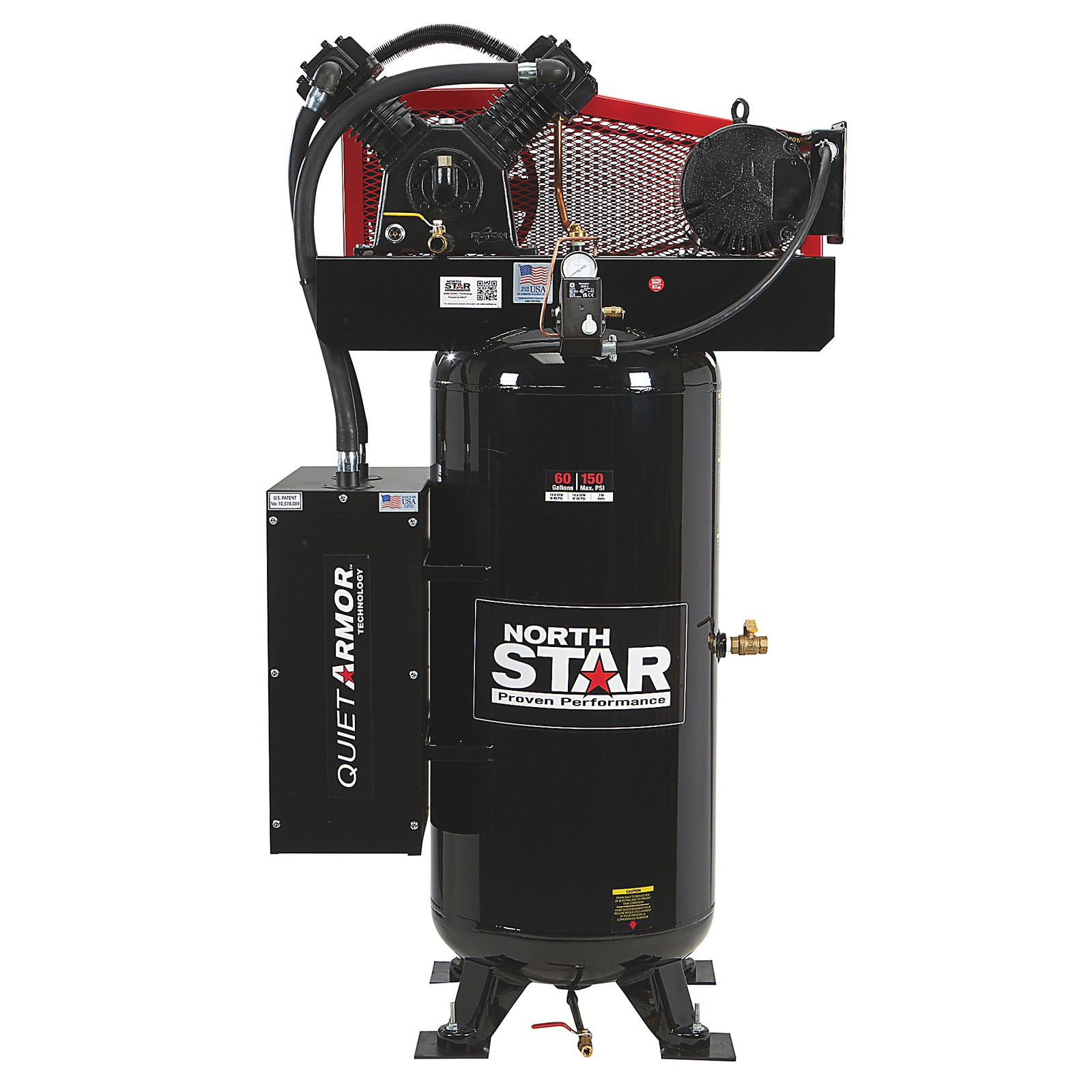 NorthStar Air Compressor with Quiet Armor, 60 Gal., 5 HP, 19 CFM @ 90 PSI, 150