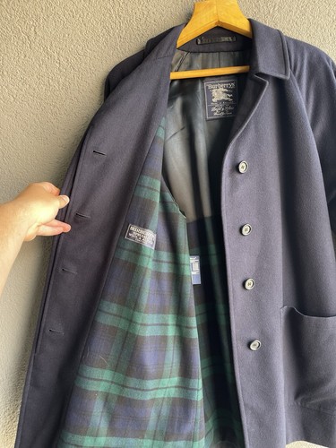 Rare Burberrys Speciality Wool & Alpaca Coat Men’s Size Xl Blue Color - Picture 20 of 24