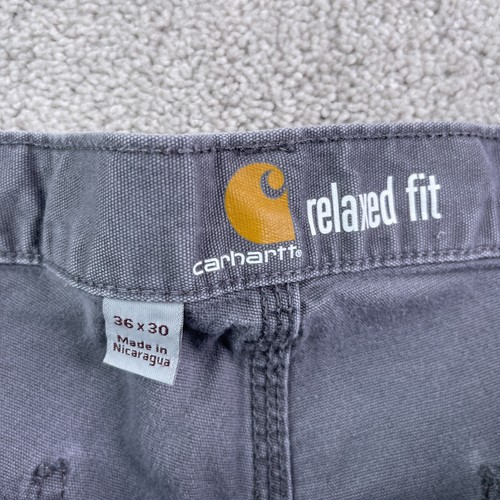 Carhartt Pants Mens 36x30 Gray Relaxed Straight Rigby Dungaree Workwear Canvas - Afbeelding 4 van 11