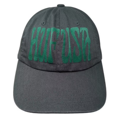 HUF USA Baseball Cap Hat Gray Green Wavy Melted Logo Adjustable Slideback OSFM