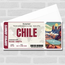 Chile Boarding Pass Personalised Gift Voucher Surprise Trip Holiday Ticket