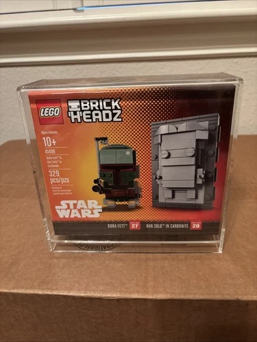 NISB Lego NYCC Star Wars Brickheadz 41498 Boba Fett & Han Carbonite #2606 w/case