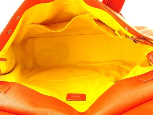 Salvatore Ferragamo Handbag Gancini Orange Leather Used - Picture 6 of 10