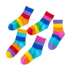 5 Pairs Rainbow pattern cotton socks comfortable breathable soft kid socks