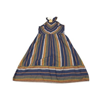 Blu Pepper Striped Sunset Dress Navy Multi Halter Cotton Midi Large MSRP $42