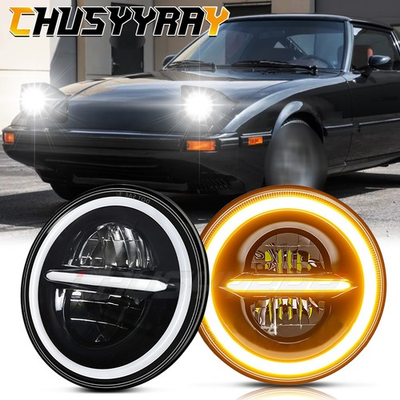 #ad #ad for Mazda RX 7 1979 1985 Pair 7quot; inch Round LED Headlights Hi Lo Beam H4 Bulbs $69.99