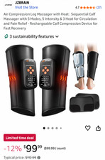 Air Compression Leg Massager with Heat : Sequential Calf Massager with 5 Modes,