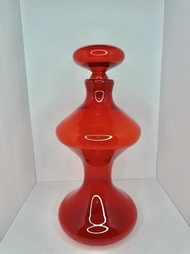 HTF Vintage MCM Blenko Glass Huge 5719 Decanter In Tangerine W/stopper
