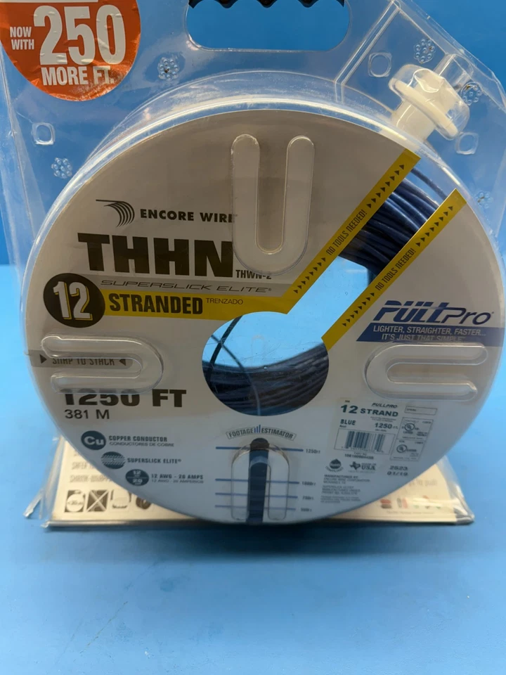 Encore Wire 106100804455 PullPro 1250Ft Blue Building Copper Wire THWN-2 - Image 2 of 4