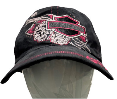 Harley Davidson embroiderd Ladies Suede Ball Cap Lone Wolf HD Coeur D  Alene ID