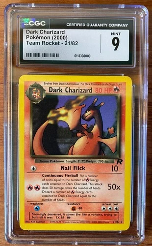 Mint Dark Charizard 21/82 Team Rocket Regular CGC 9 Pokemon Vintage Card