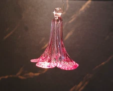 FLOWER PENDANT MURANO GLASS, H 60mm, HAND MADE, PINK, FOR CHANDELIERS