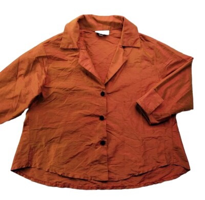 Louis Simon LA Libellule Women S Orange Iridescent Jacket Tussah Silk Lagenlook 