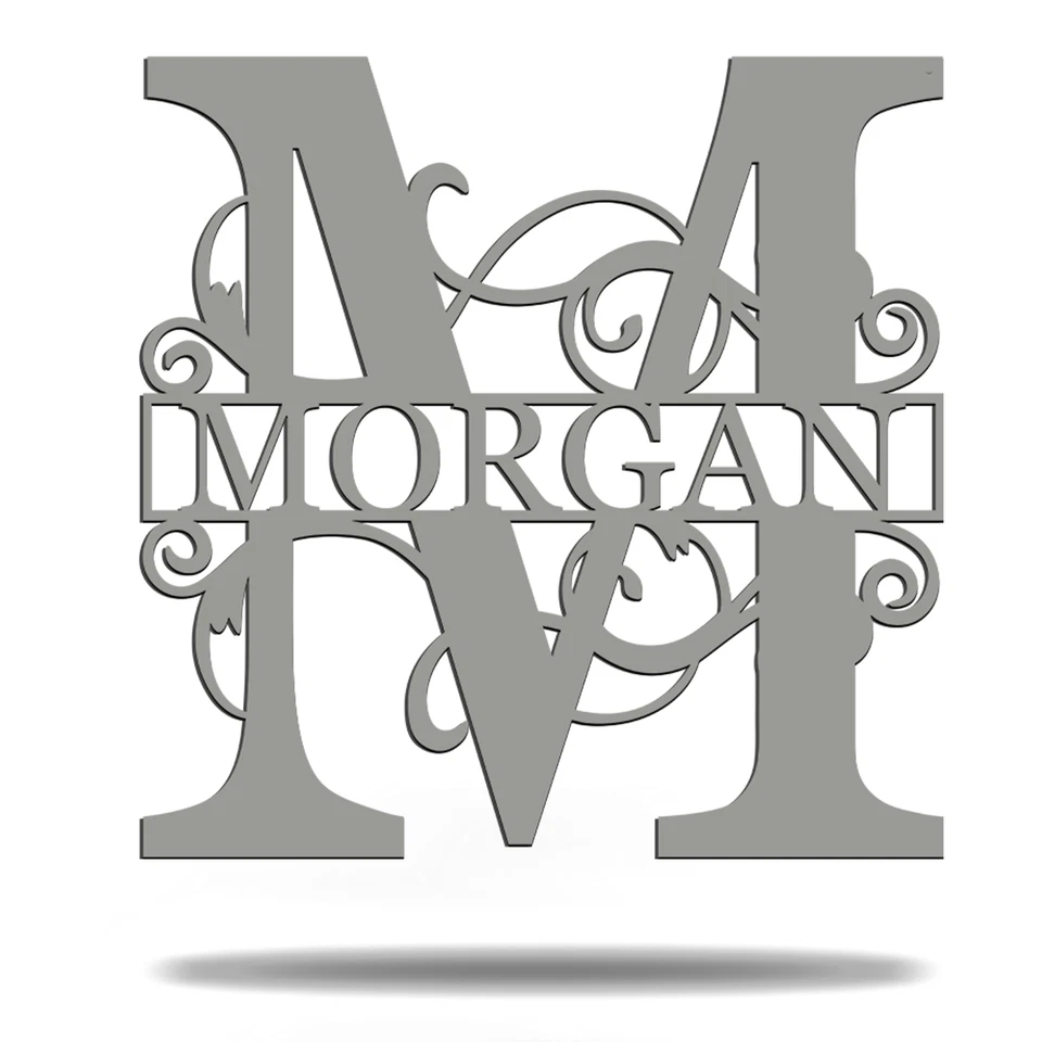 LETRERO MONOGRAMA PERSONALIZADO - Arte de pared vintage letra dividida letrero de metal Foto 2 de 4