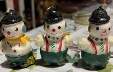 Vintage Candles Christmas Snowmen 3  Set Of 3 1950's