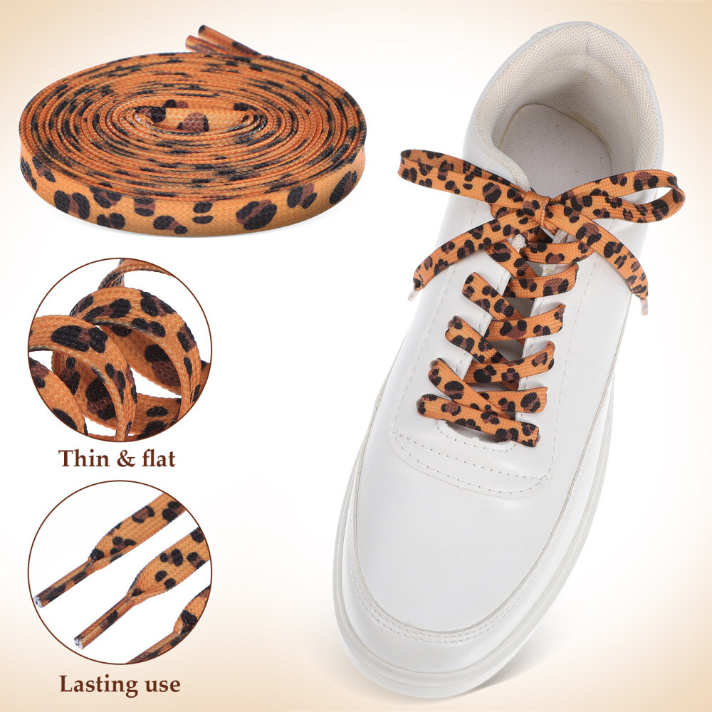 APL 2 Paia Lacci Bambino in Pizzo Leopardato per Sneakers Lacci Decorativi