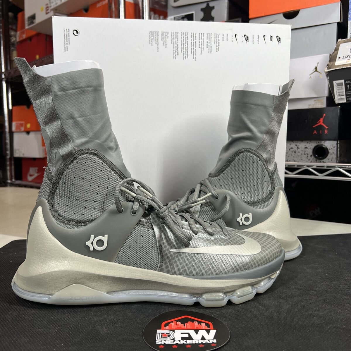Nike KD 8 Elite Grey White Basketball Shoes 834185-001 Kevin Nike KD 8 Elite Grey White Basketball Shoes 834185-001 Kevin