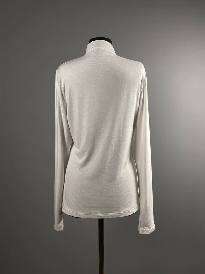 Редкий Wolford женщин белый глубокий воротник эластичной собранными в Рюш Топ пуловер блузка размер M - Изображение 4 из 4