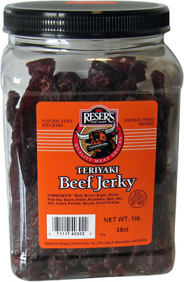 Reser's 1 Net Pound Natural Wood Smoked Teriyaki Beef Jerky 1/2 Gallon Jar