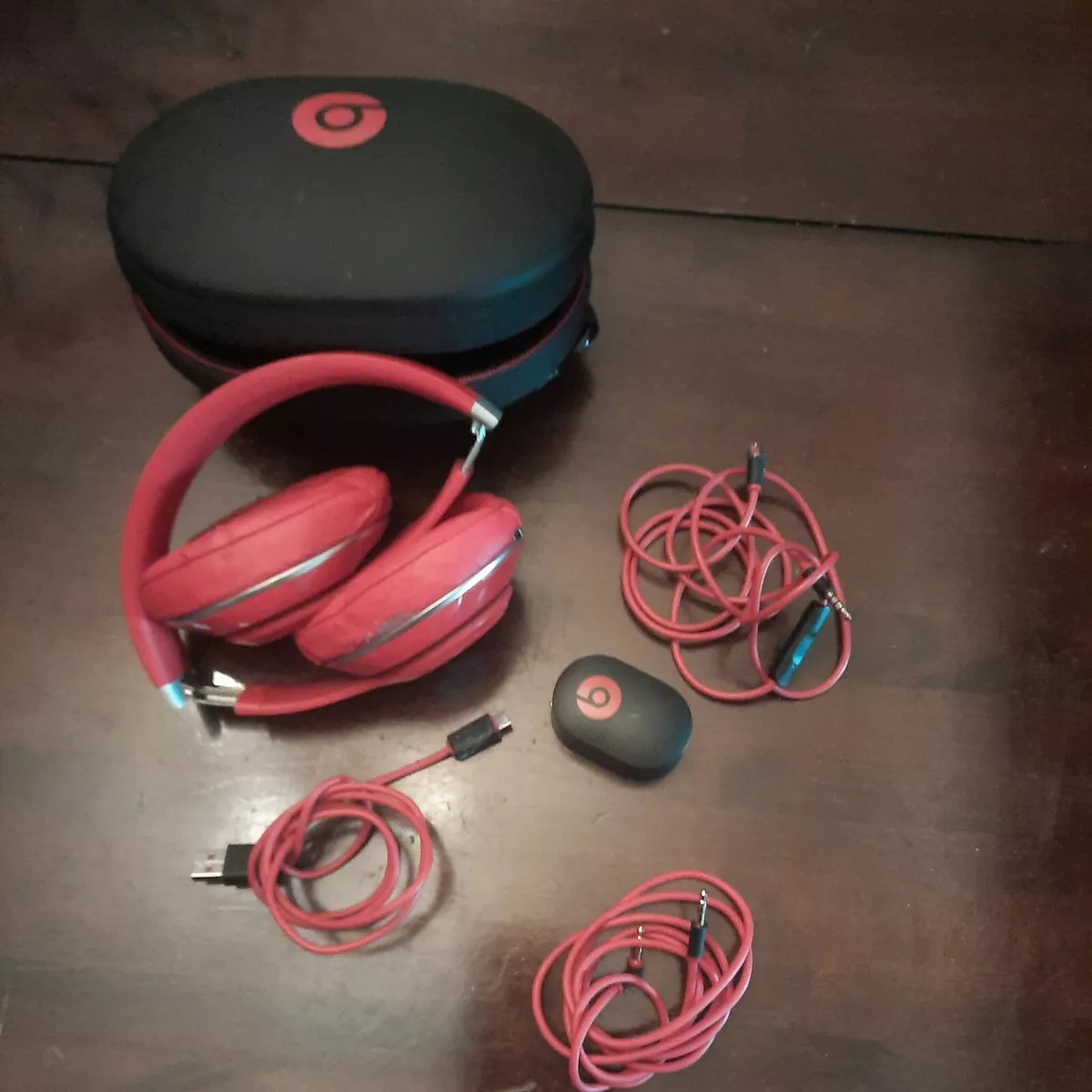 Beats Mixr Red Headphones with Case and Headphone cables By Dr, Dre