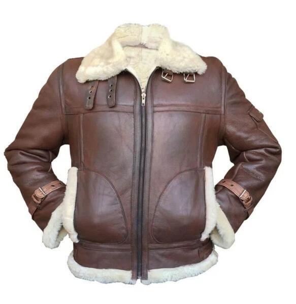 Men's Brown Real Sheepskin Shearling Bomber Biker Stylish Winter Leather Jacket
Opens in a new windo