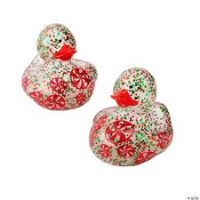 Christmas Glitter  Peppermint Rubber Duckies Set of 2 Free SH with 6 purchase 