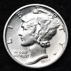 1936-D Mercury Silver Dime AU FREE SHIPPING