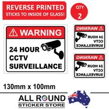 Warning CCTV Security Surveillance Camera Sticker Sign 130mm x 100mm reverse pri