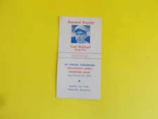 Vintage 1975 MASCA Carl Hubbell Convention Card Very Good/Excellent