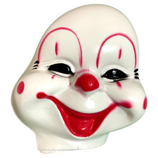 Vintage Fibre Craft Plastic Clown Face 5" Not at perfect condition - see picture