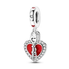 MULA European Love Lock Key Pendant Charm CZ For Bracelet 925 Sterling Silver
