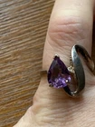 Vintage NOS Avon Sterling Silver & Amethyst Wave Ring Size 6 In Box