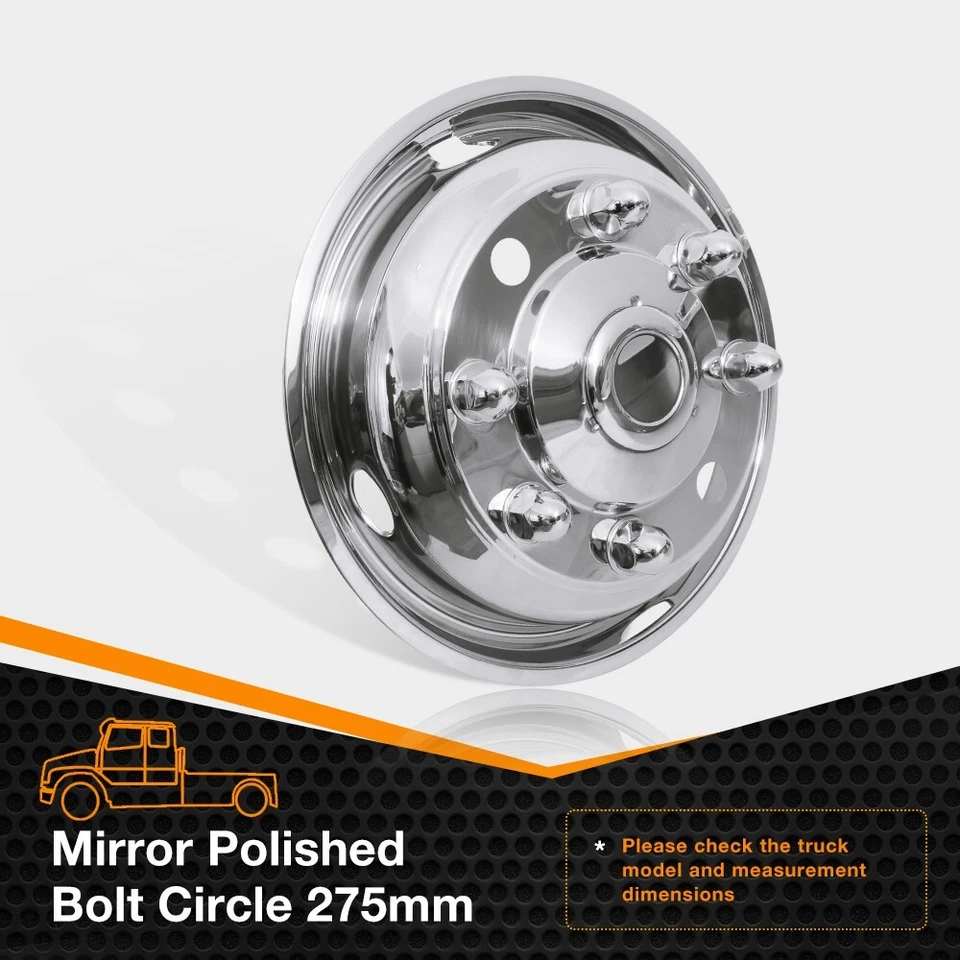 Cubiertas de simulador de doble rueda de acero inoxidable 19,5"" 1999-2010 Chevy C4500/C5500/C6500 Foto 3 de 4