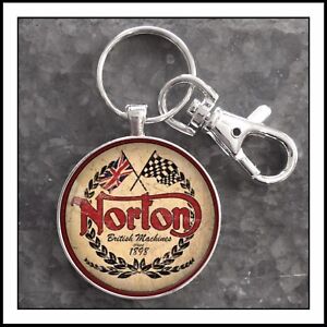 Norton Motorcycle Sign photo keychain men's gift zipper pull charm valentines ❤️