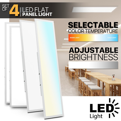 4 Pcs 1x4 LED Flat Panel Troffer Light 4000LM 5000K Dimmable Drop Ceiling Light