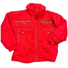 Vintage Edelweiss Red Long Sleeve Adjustable Waist Full Zip Ski Jacket Large