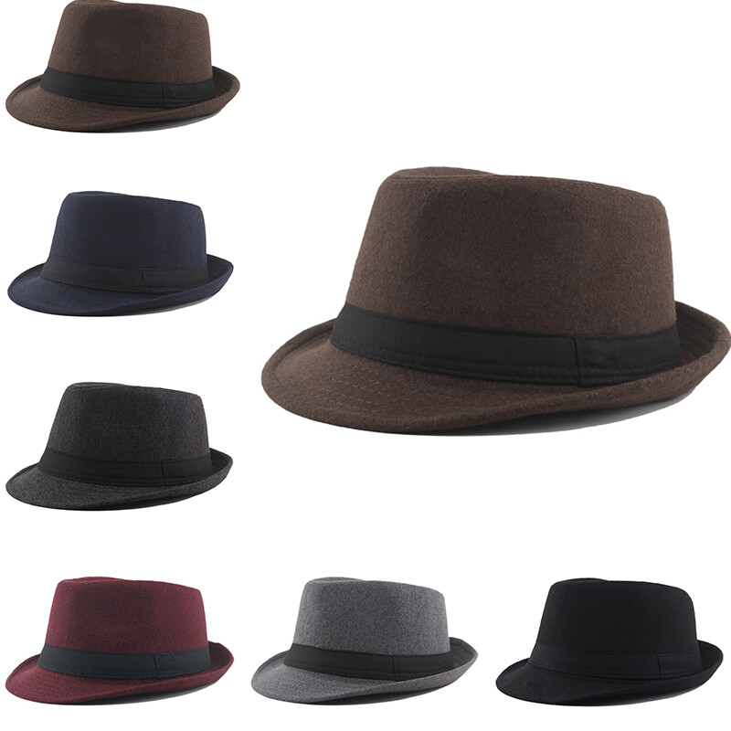 APL Herren Fedoras Aus Filz Mit Kurzer Krempe Panama Top Sombrero Trilby Hut B