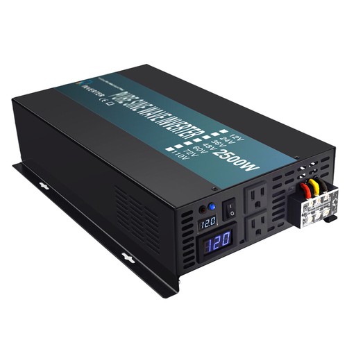 2500W Pure Sine Wave Inverter 12v 24v 36v 48V to 110V 120V Car Truck Motor Solar - Picture 4 of 7