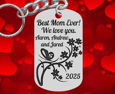 Mother Keychain Gift. Simple and Pretty, Personalized Free, Best Mom Ever