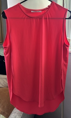 Tahari Womens Coral Sleeveless Tank Blouse Top Round Neck Basic Casual Size S
