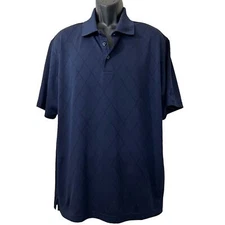 Champion Men Duo Dry Athletic Golf Polo Sz XL Collared Navy Argyle Pattern