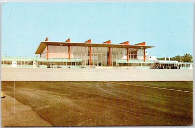 New Air Terminal Building Warwick Rhode Island Plastichrome USA Vintage Postcard