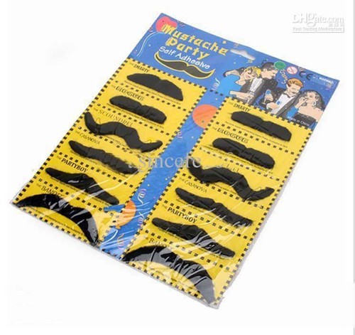 12 Fake Moustache Self-Adhesive Kids Fancy Dress Hen Stag Bachelorette Party - Picture 10 of 11